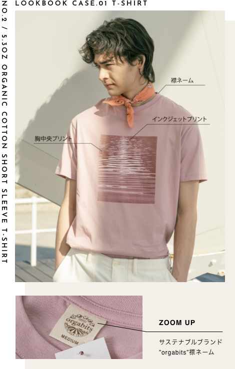 オリジナル襟ネーム / 胸中央プリント / インクジェットプリント