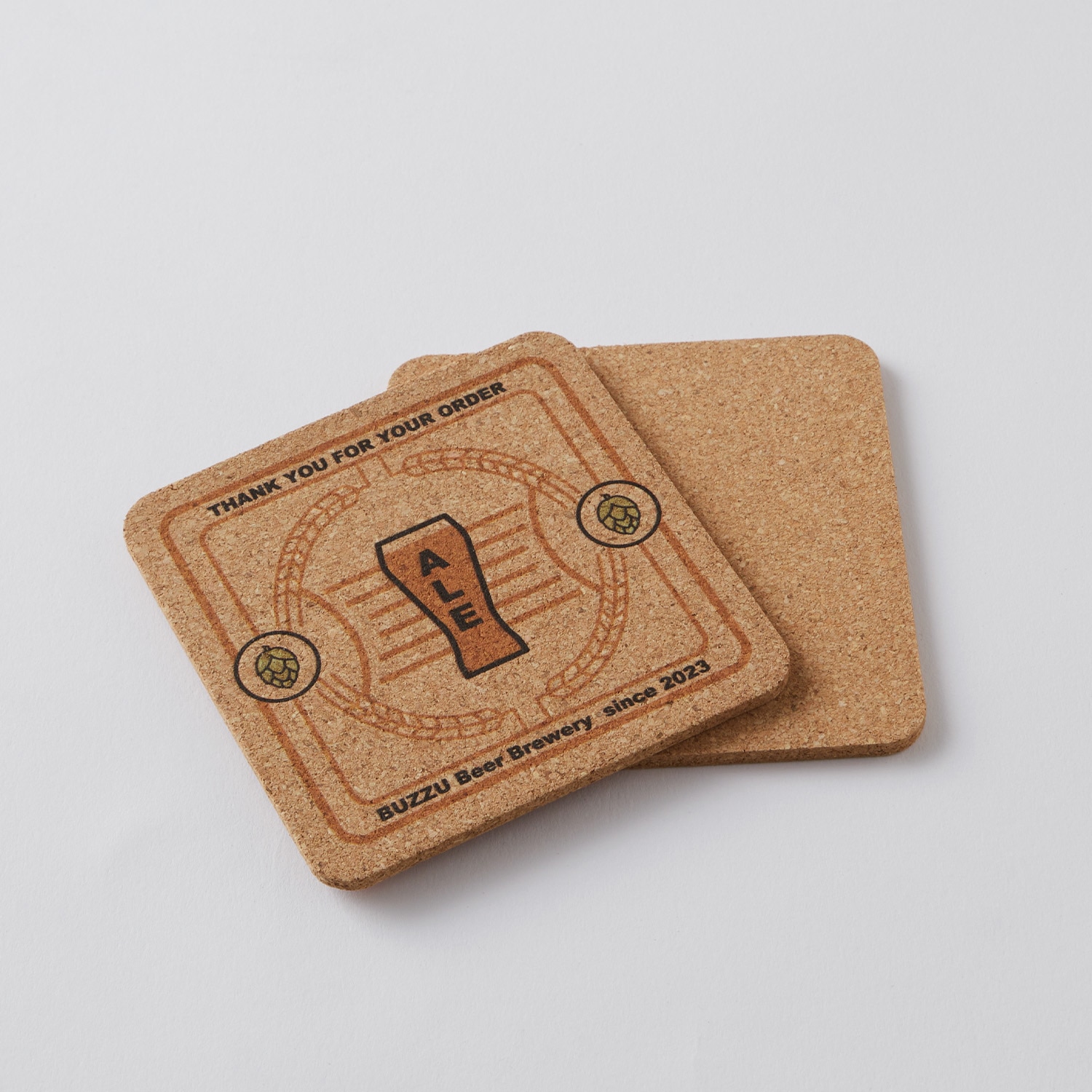 フルカラー印刷 コルクコースター 角形